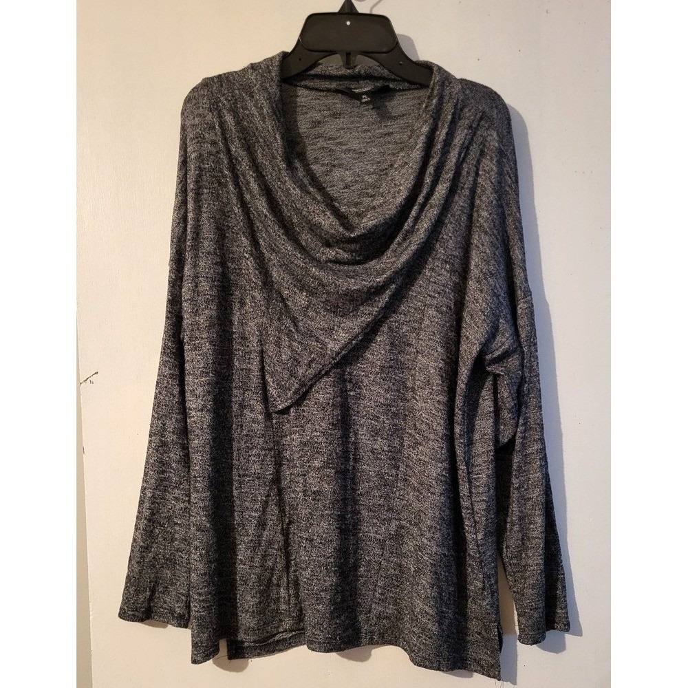 Simply Vera Vera Wang Gray Draped Neck Knit Top Women's PL Petite Large